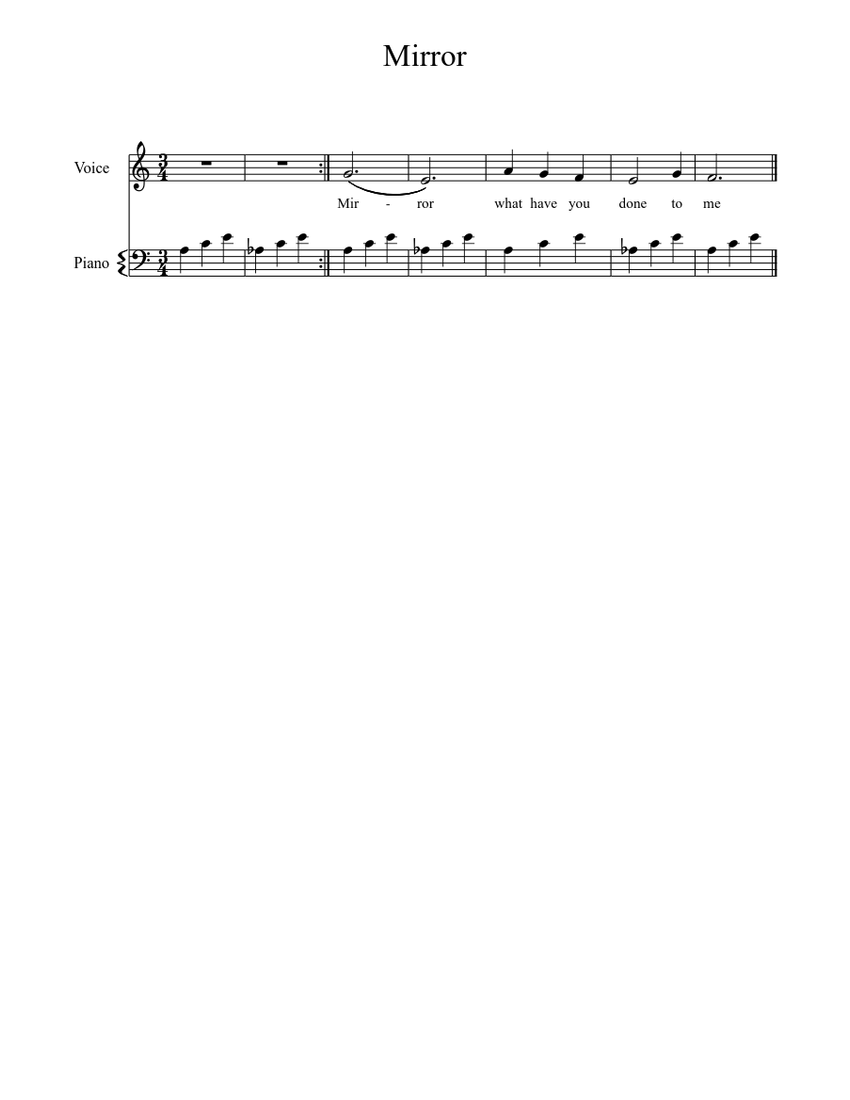 Mirror Sheet music for Piano Voice Download free in PDF or MIDI