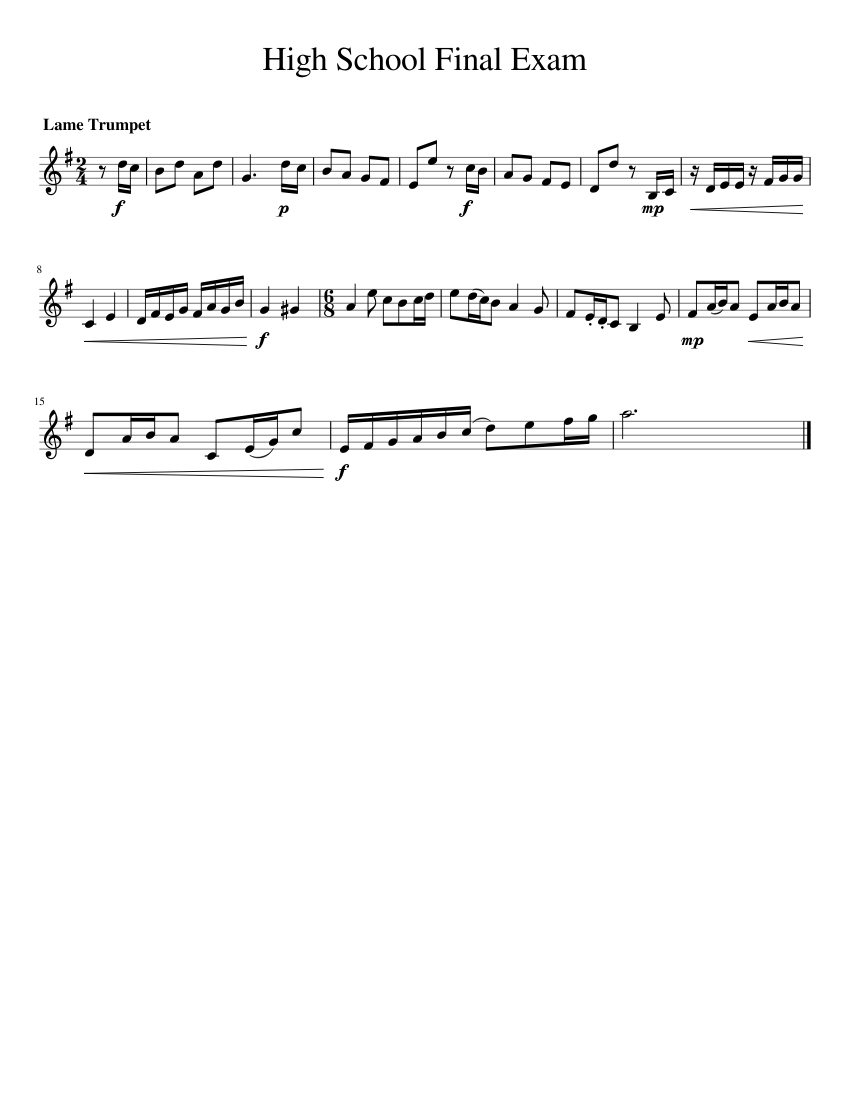 High School Final Exam Trumpet sheet music for Trumpet download free