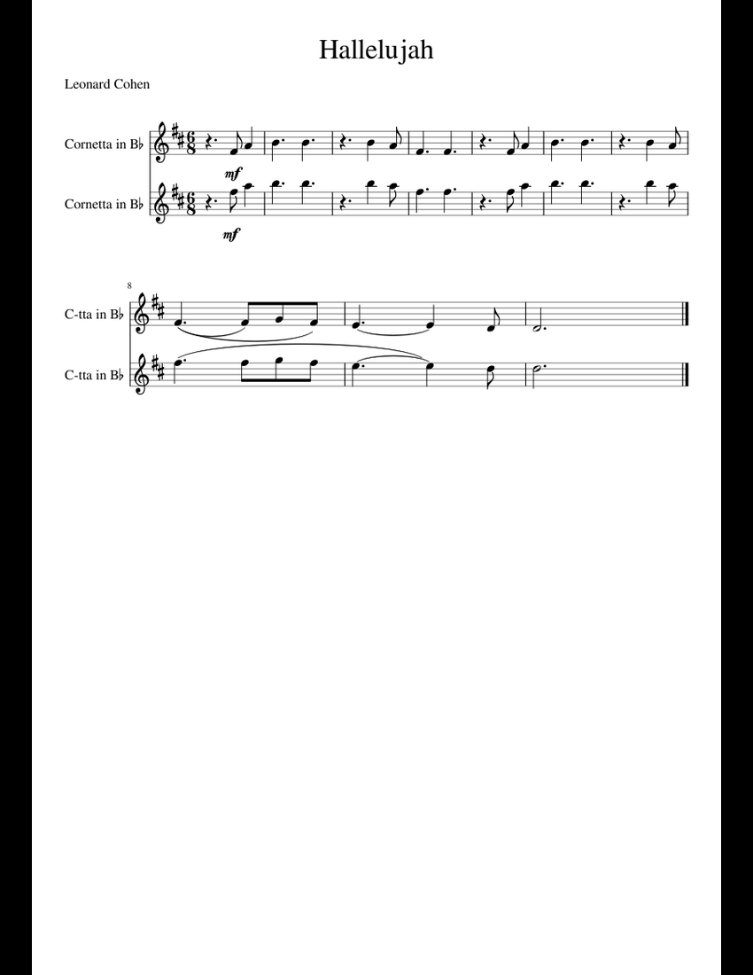 Hallelujah sheet music for Trumpet download free in PDF or MIDI
