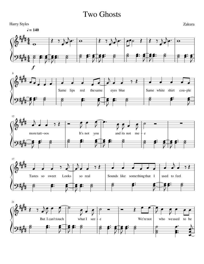 Harry Styles - Two Ghosts Sheet music for Piano (Solo) | Musescore.com