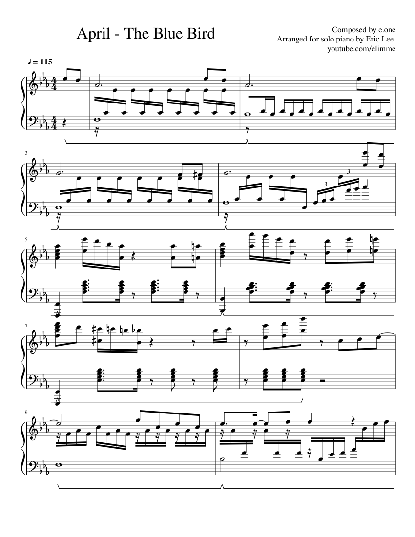 APRIL - The Blue Bird - Advanced Piano Solo Sheet music for Piano