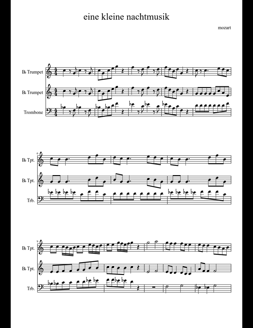 Eine Kleine Nachtmusik sheet music for Trumpet, Trombone download free in PDF or MIDI
