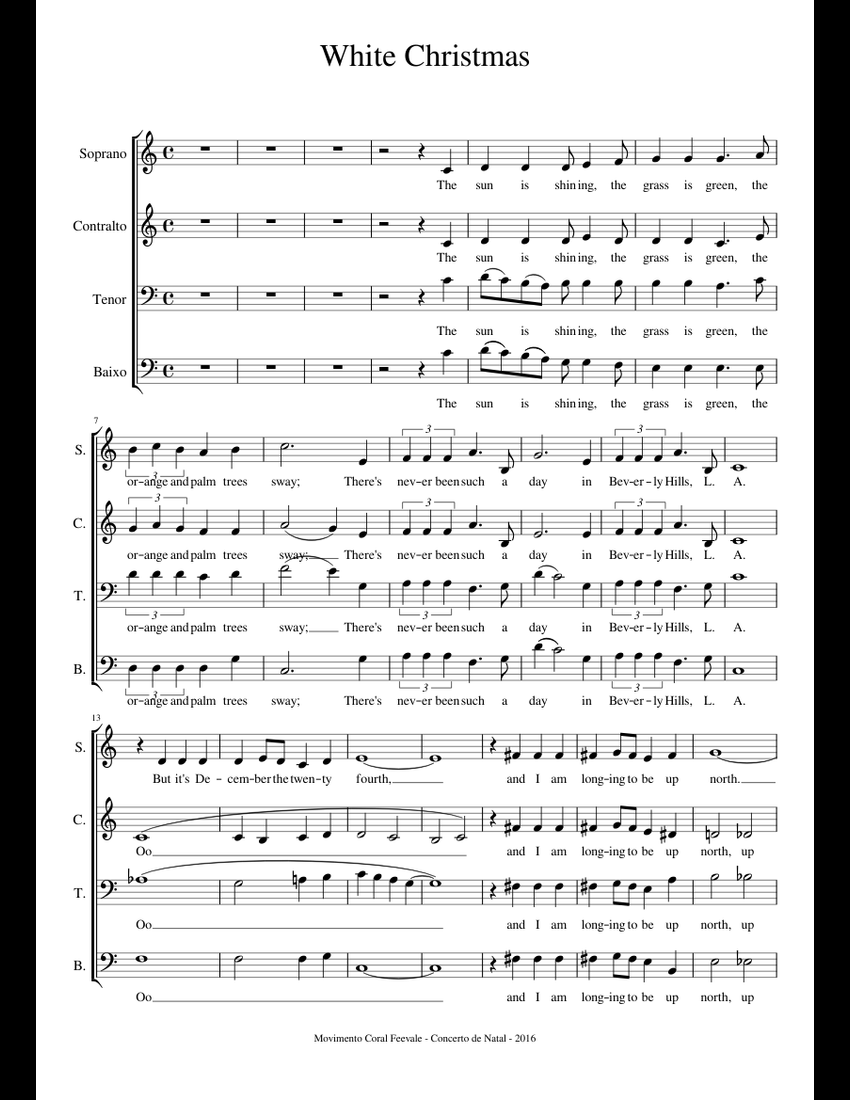 White Christmas sheet music for Piano download free in PDF or MIDI