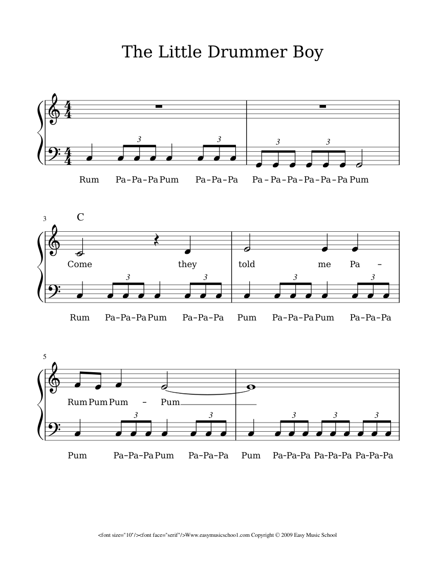 The Little Drummer Boy sheet music for Piano download free in PDF or MIDI