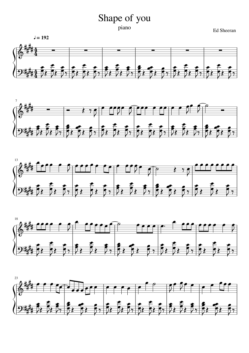 Shape of you Sheet music for Piano (Solo) | Musescore.com