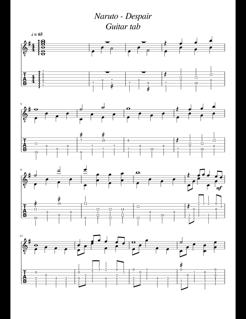 Naruto Loneliness Guitar Tab YouTube
