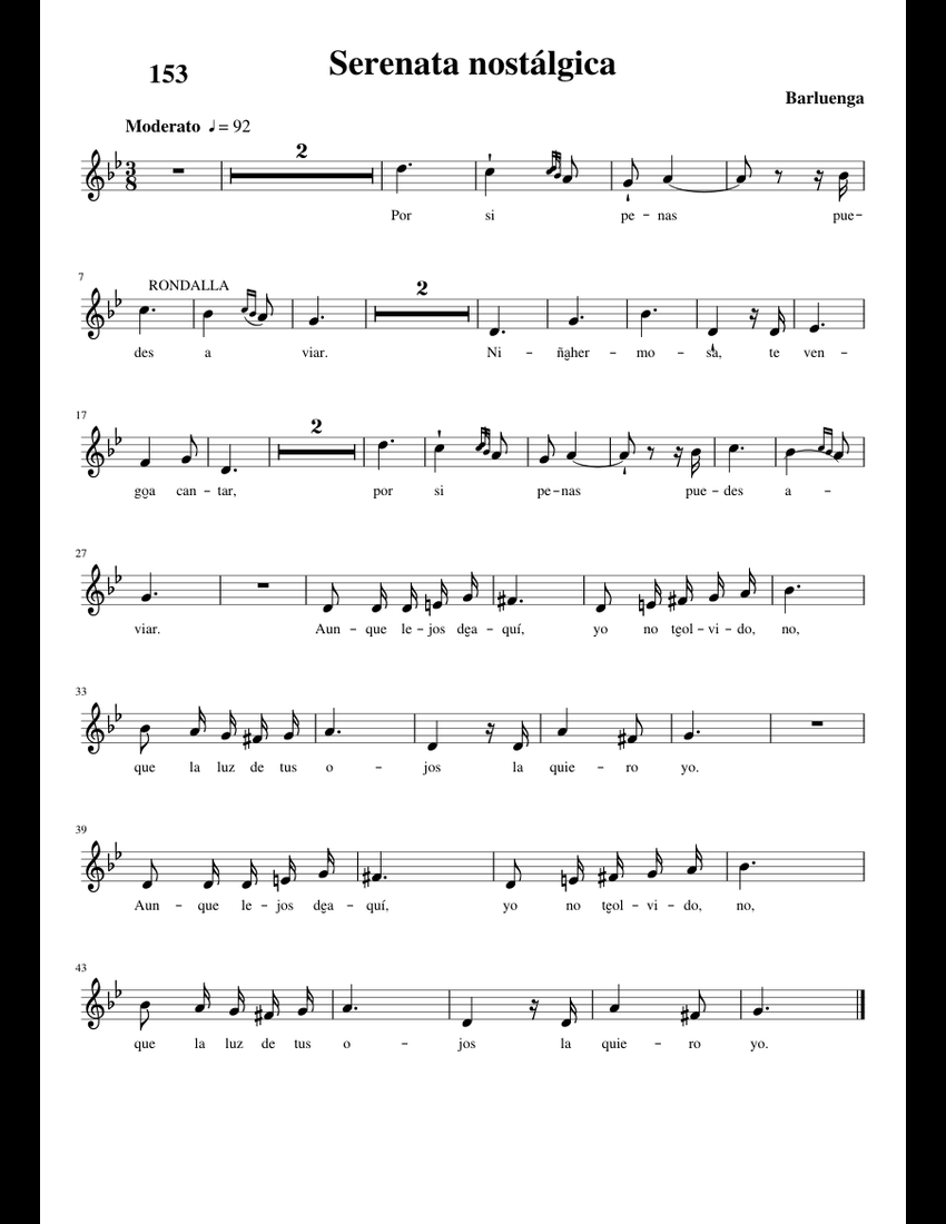 Serenata nostálgica sheet music for Flute download free in PDF or MIDI