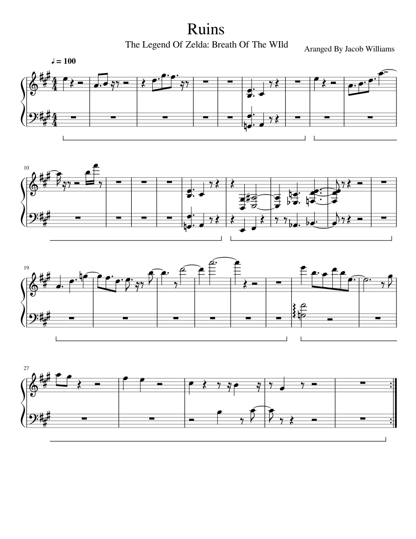 Ruins: The Legend Of Zelda: Breath Of The Wild Sheet music for Piano