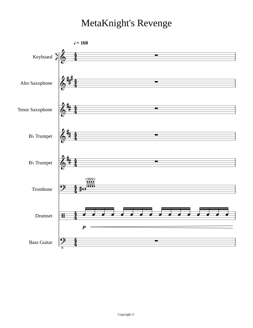 Meta Knight's Revenge sheet music for Synthesizer, Alto Saxophone ...