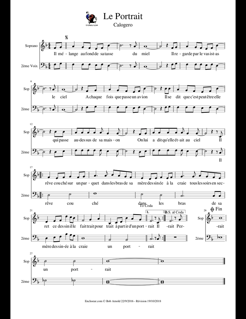 Le Portrait sheet music for Piano download free in PDF or MIDI