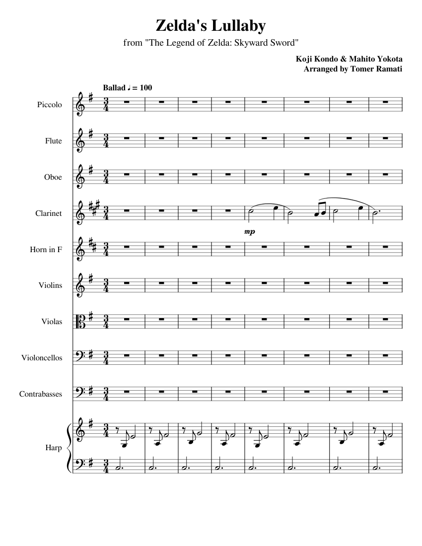 Zelda's Lullaby (Skyward Sword) Sheet music for Flute,