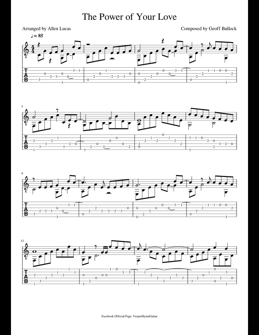 The Power of Your Love sheet music for Guitar download free in PDF or MIDI