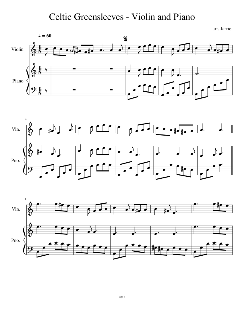 Celtic Greensleeves - Violin and Piano sheet music for ...