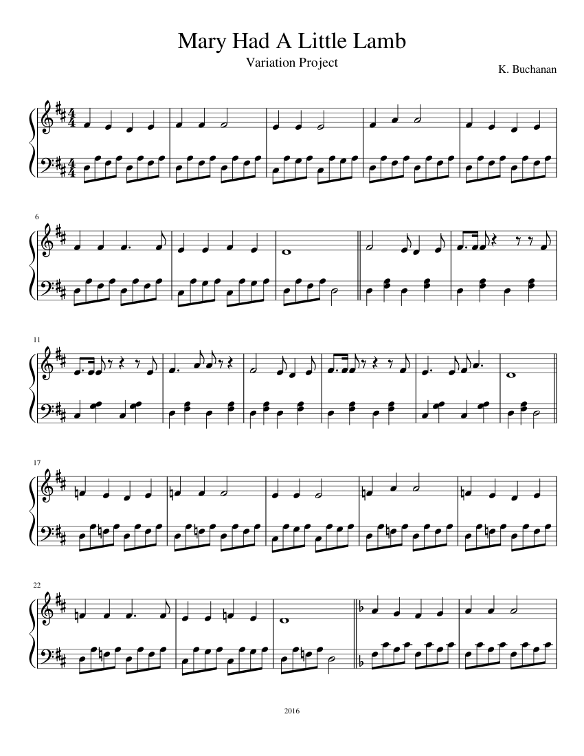 Mary Had a Little Lamb sheet music for Piano download free in PDF or MIDI