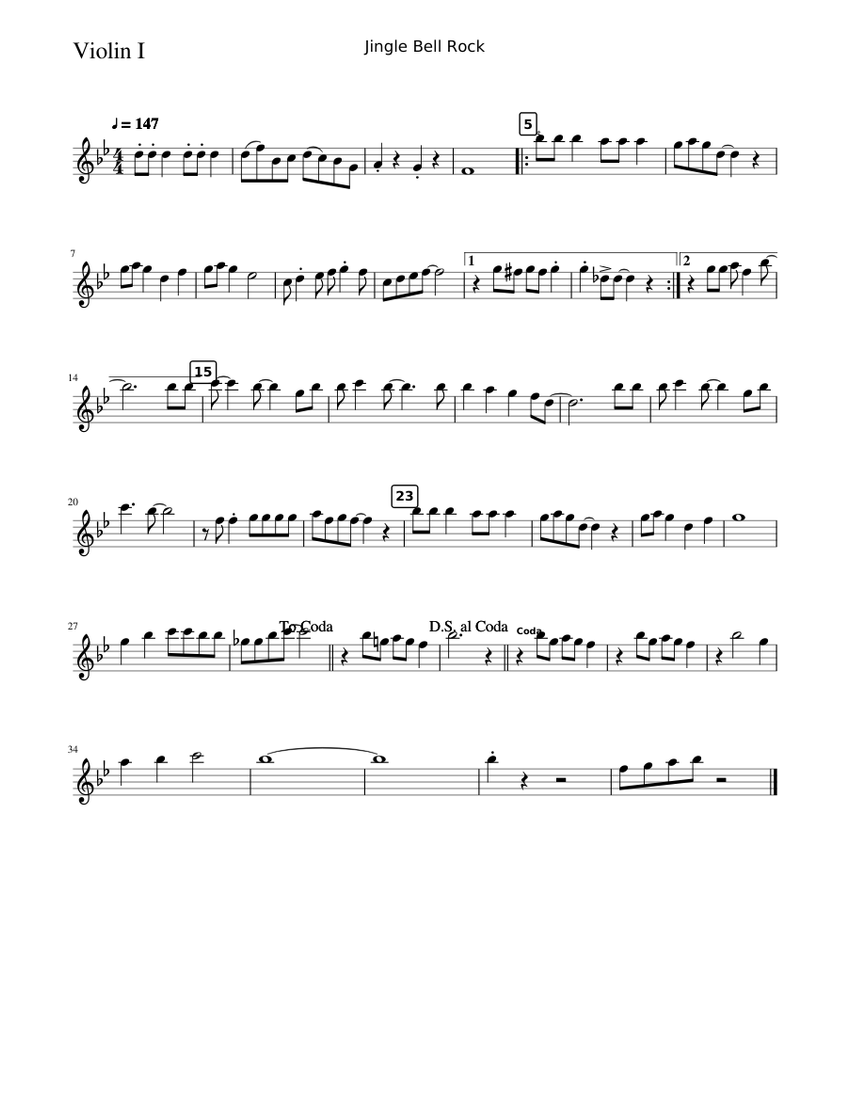 Jingle Bell Rock BC Sheet music for Tambourine | Musescore.com