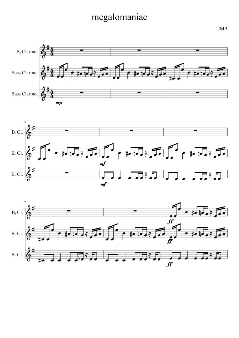 Megalovania Sheet Music Clarinet