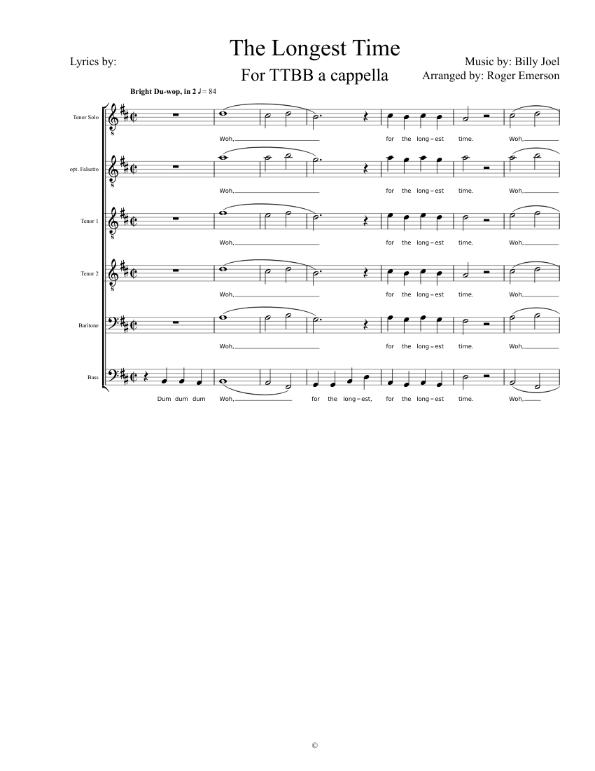 The Longest Time Sheet music for Piano | Download free in PDF or MIDI