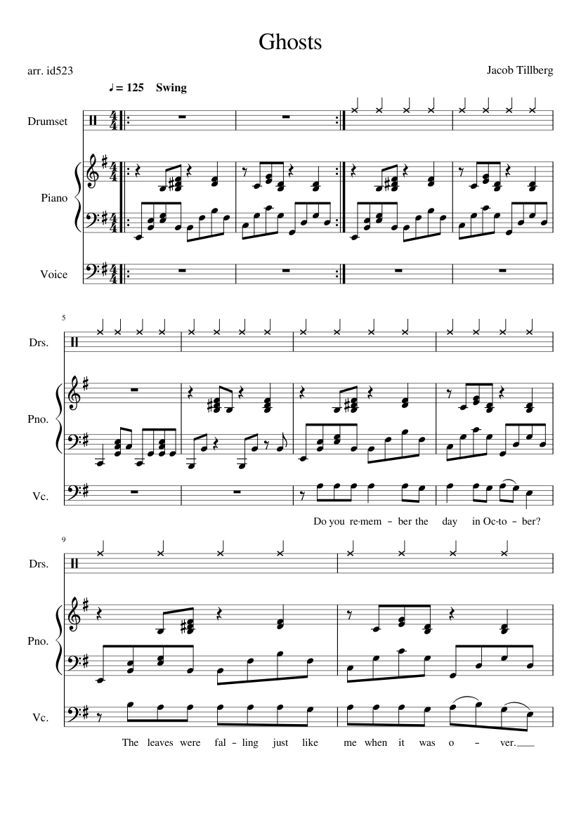 Jacob Tillberg Ghosts Wip Sheet Music For Piano Percussion