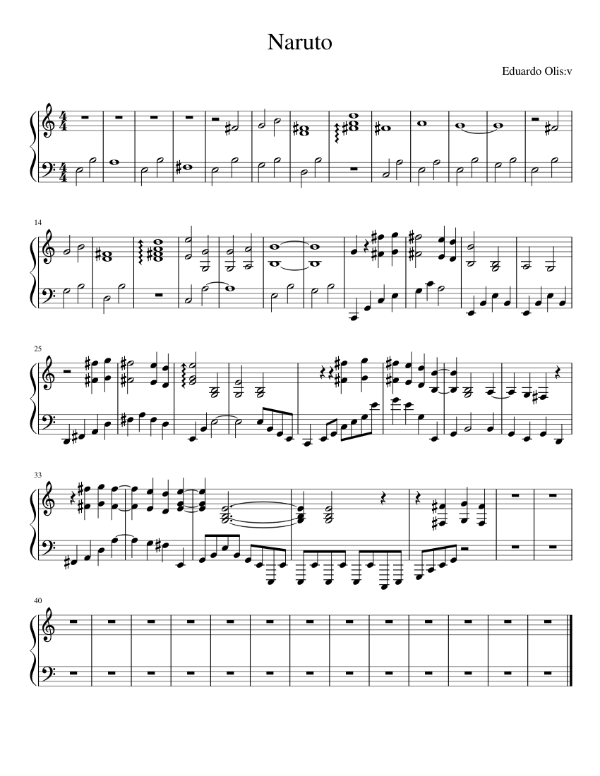 Naruto Sheet music for Piano (Solo) | Musescore.com