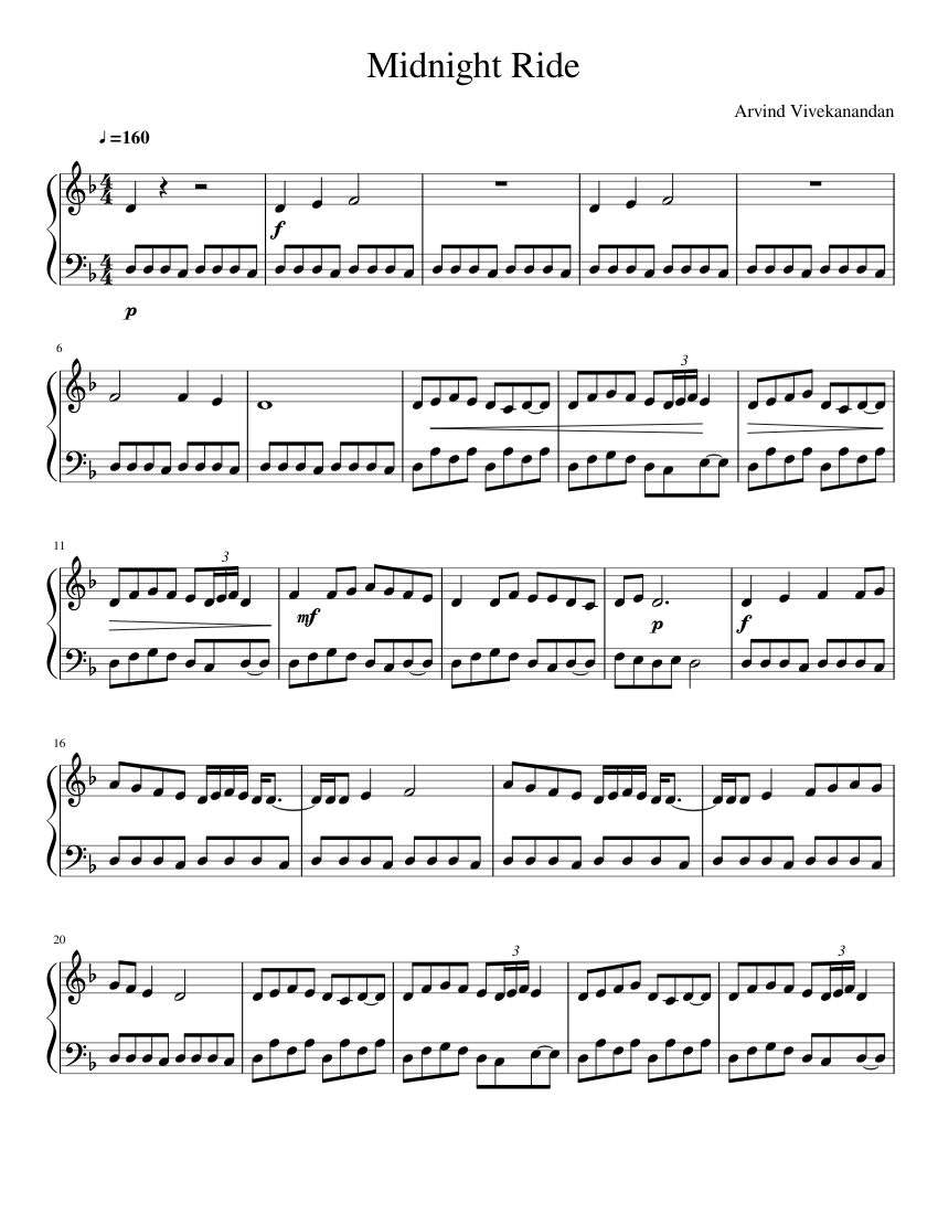 Midnight Ride Sheet music for Piano (Solo) | Musescore.com
