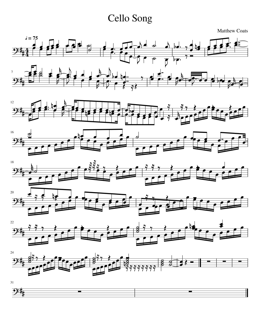 Cello Song Sheet music for Cello (Solo) | Musescore.com