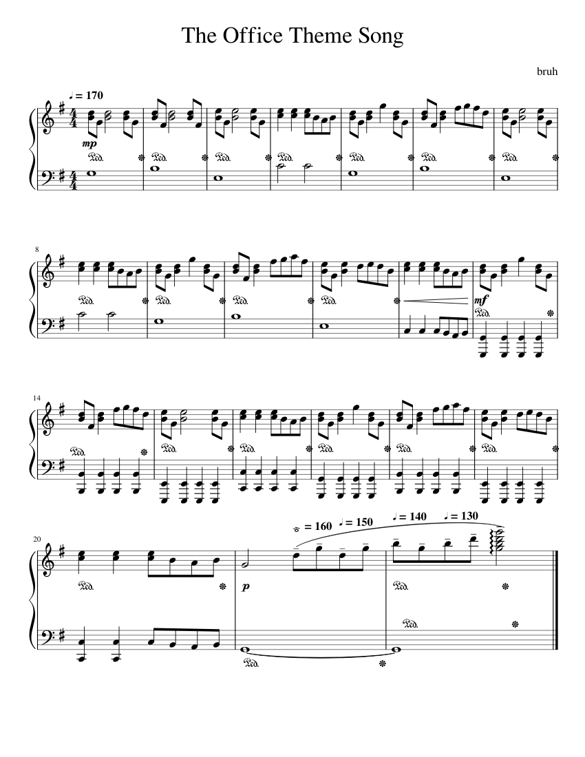 The Office Theme Song Sheet music for Piano | Download free in PDF or