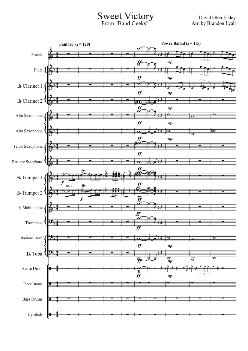 Sweet Victory From Band Geeks Sheet Music For Trombone Flute Tuba Trumpet More Instruments Pep Band Musescore Com