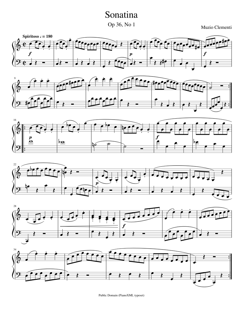 Clementi: Sonatina No. 1, Op 36 Sheet music for Piano (Solo ...