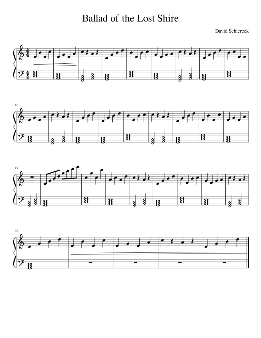 Ballad of the Lost Shire sheet music for Piano download free in PDF or MIDI