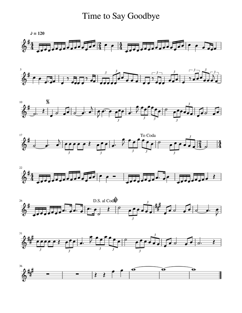 Time to Say Goodbye Sheet music for Piano | Download free in PDF or