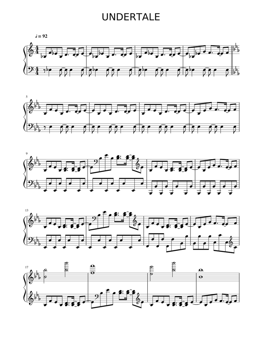 UNDERTALE Sheet music for Piano | Download free in PDF or MIDI