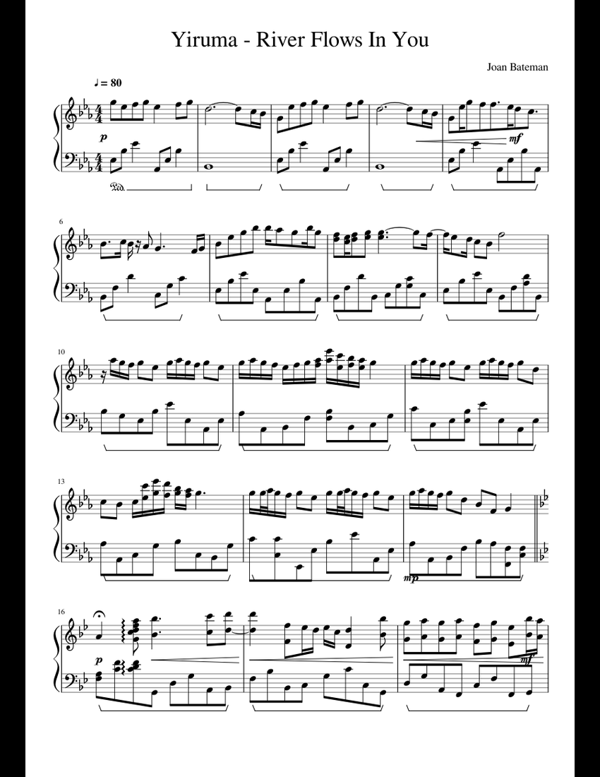 Yiruma - River Flows In You sheet music for Piano download free in PDF