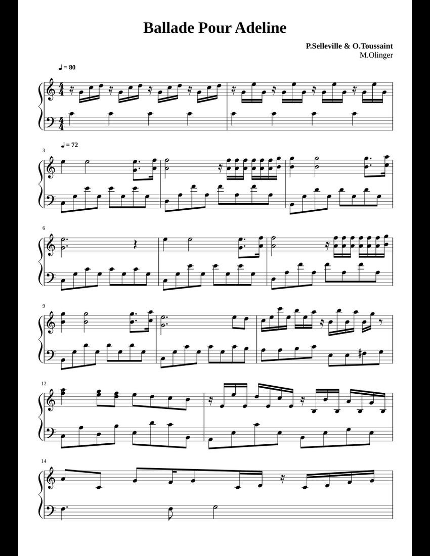 ballade pour adeline piano sheet free download