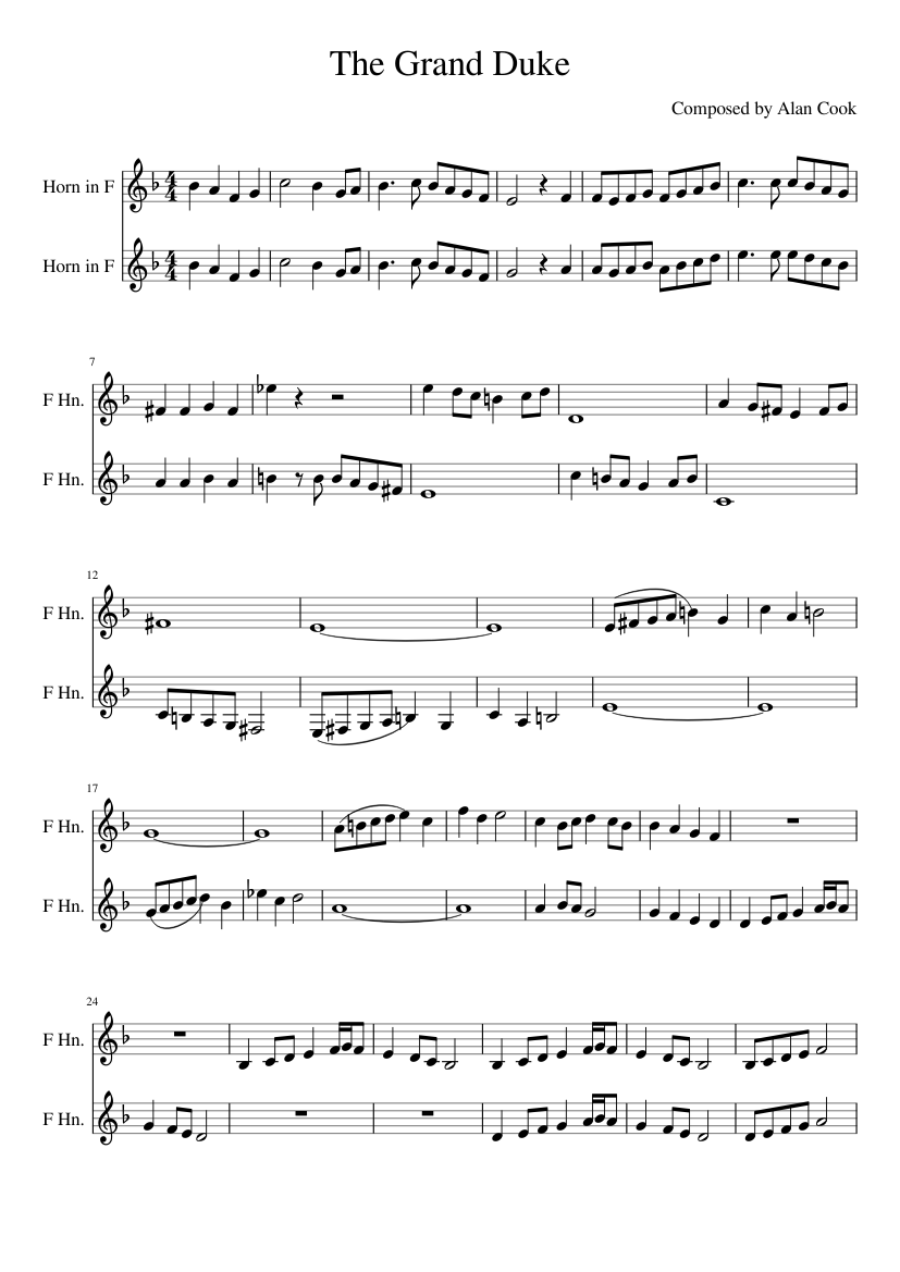 The Grand Duke French Horn Duet sheet music for French Horn download