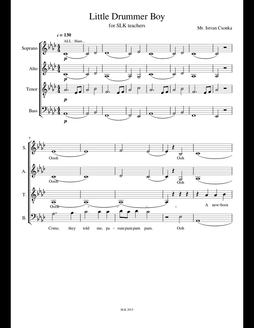 Little Drummer Boy sheet music for Voice download free in PDF or MIDI