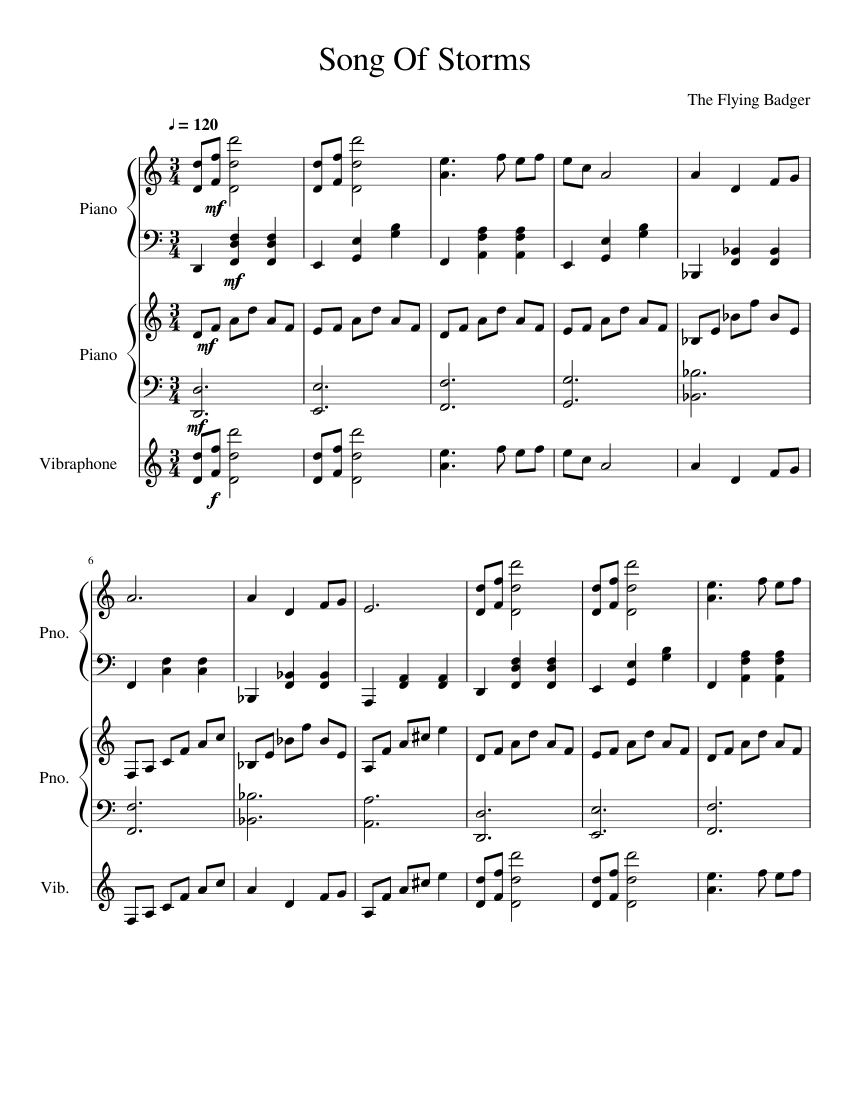 Song of Storms (Duet) Sheet music for Piano, Vibraphone (Mixed Trio) | Musescore.com