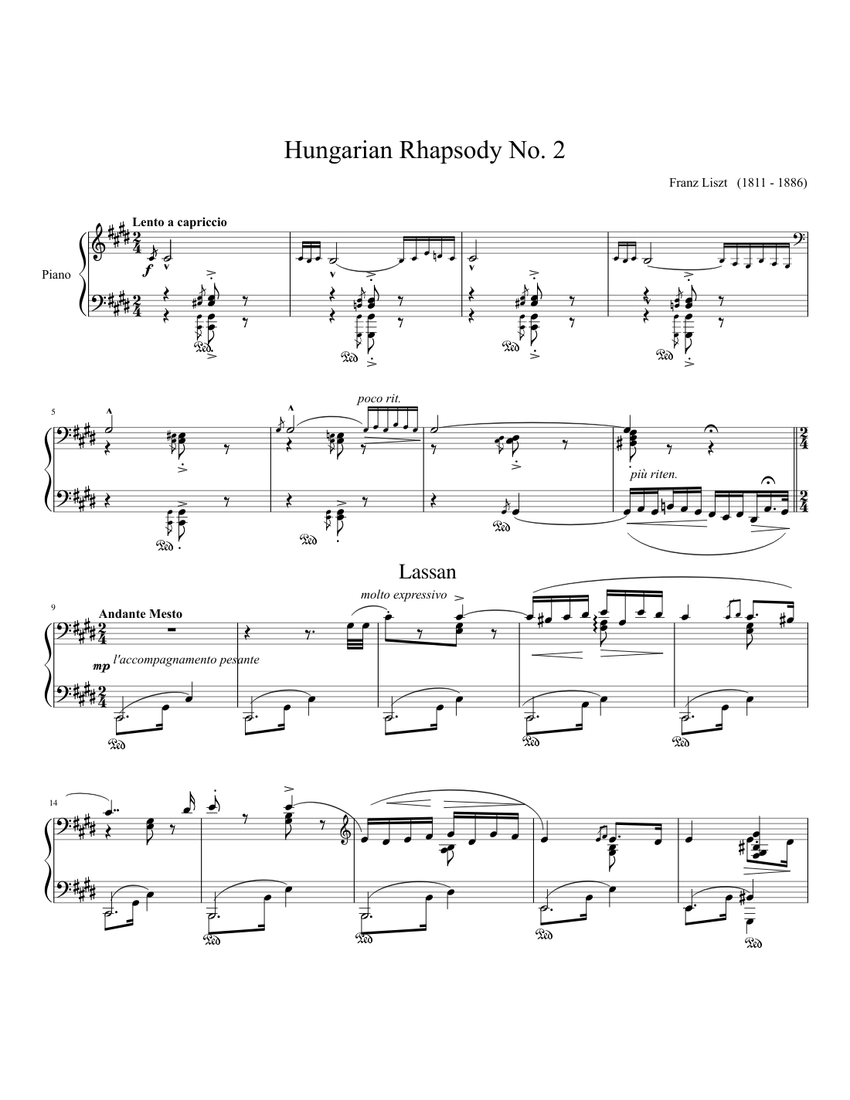 Liszt Hungarian Rhapsody No 2 Sheet Music For Piano Download Free In Pdf Or Midi 0005