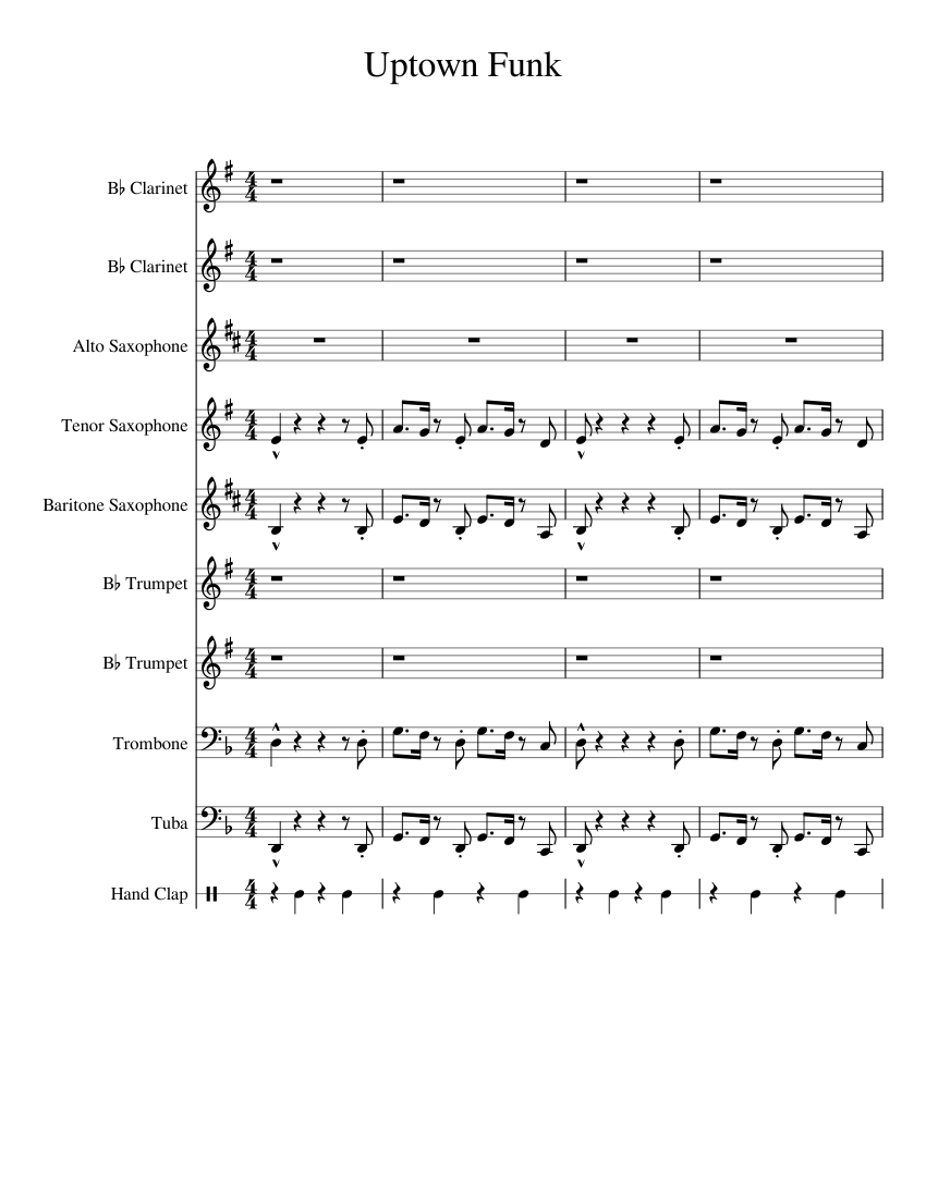 Uptown Funk Sheet music for Alto Saxophone, Tenor Saxophone