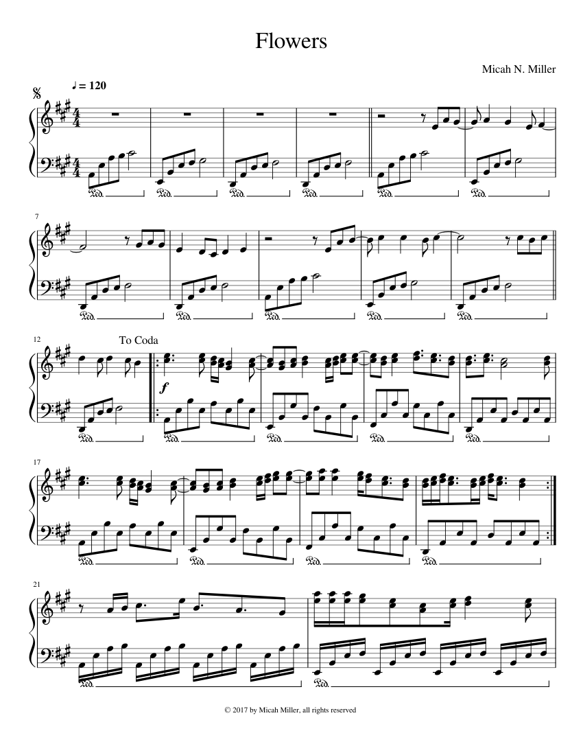 Flowers Sheet music for Piano (Solo) | Musescore.com