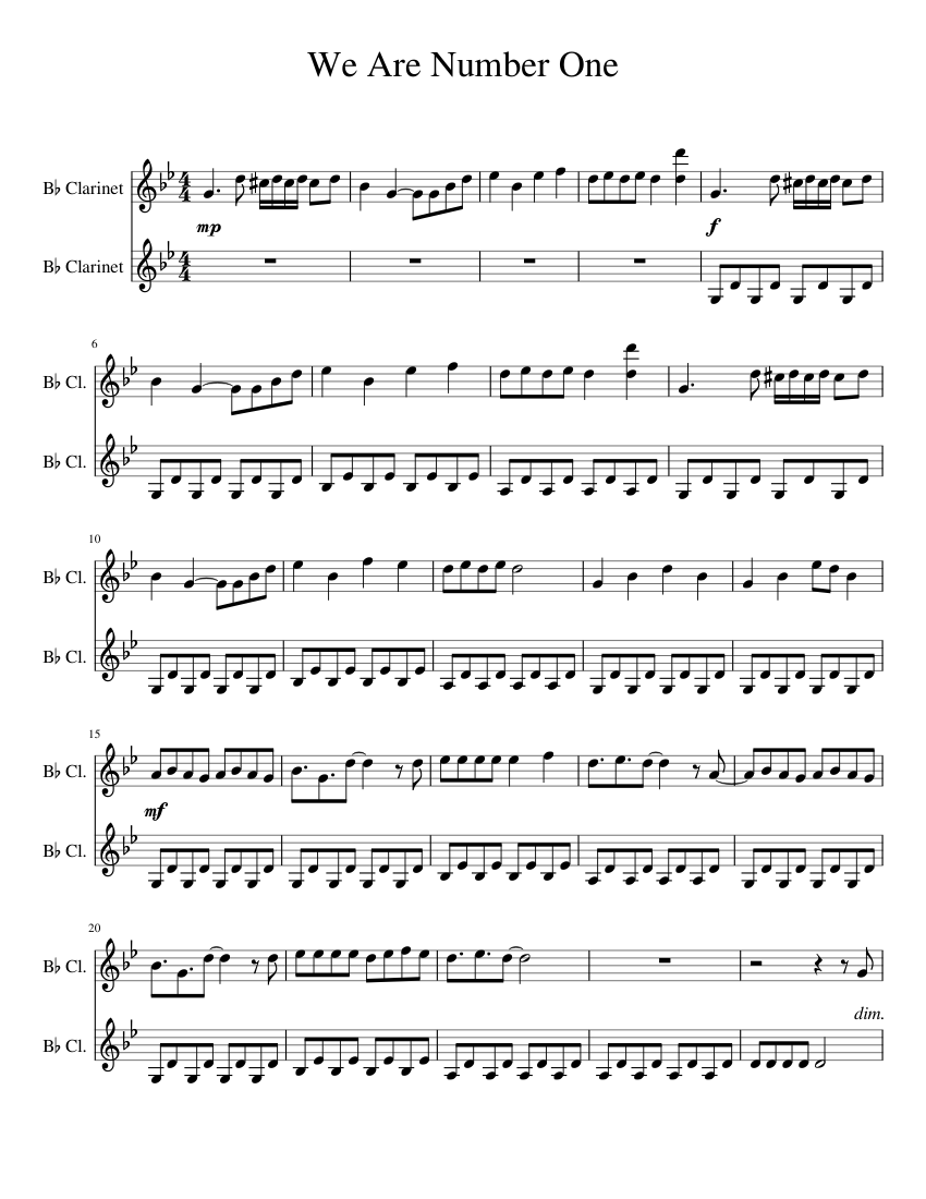 We Are Number One sheet music for download free in