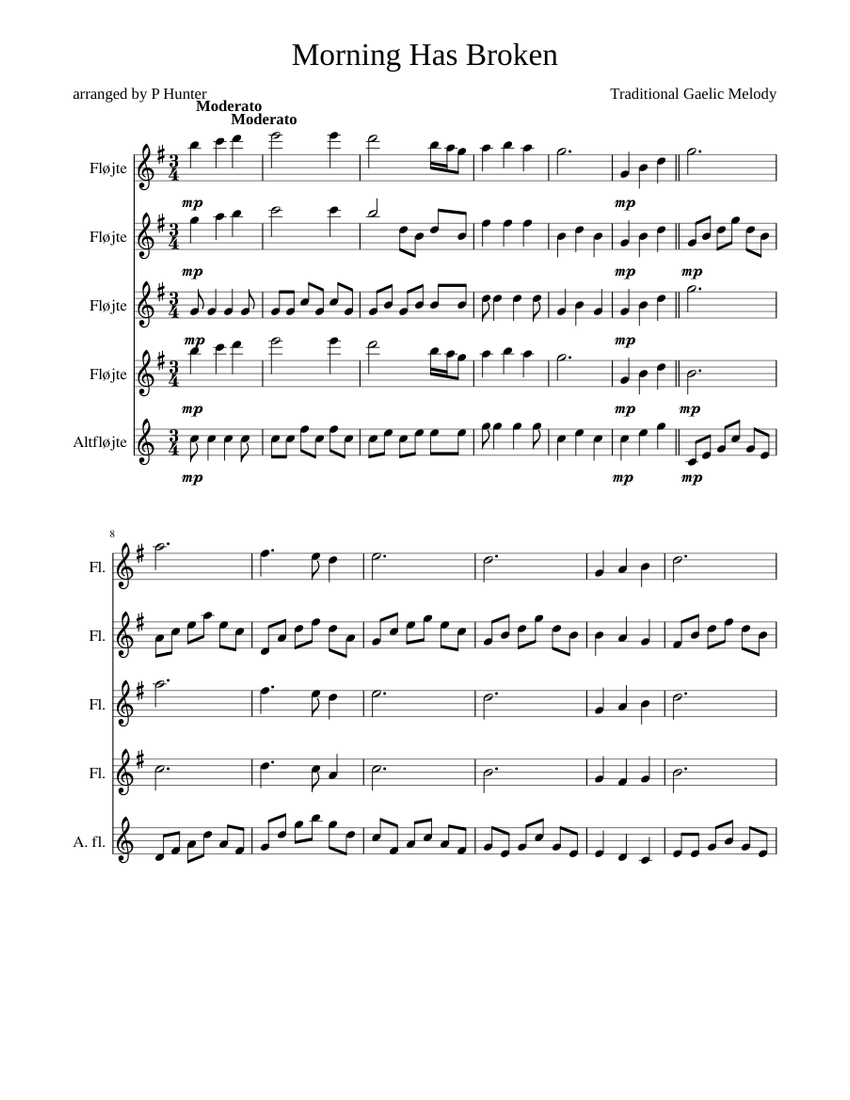 Morning Has Broken Sheet music for Flute Download free in PDF or MIDI