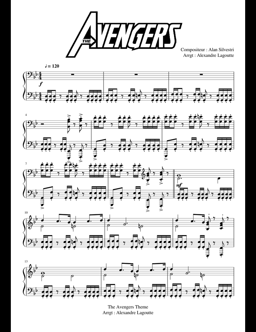 The Avengers Theme Piano sheet music for Piano download free in PDF or MIDI