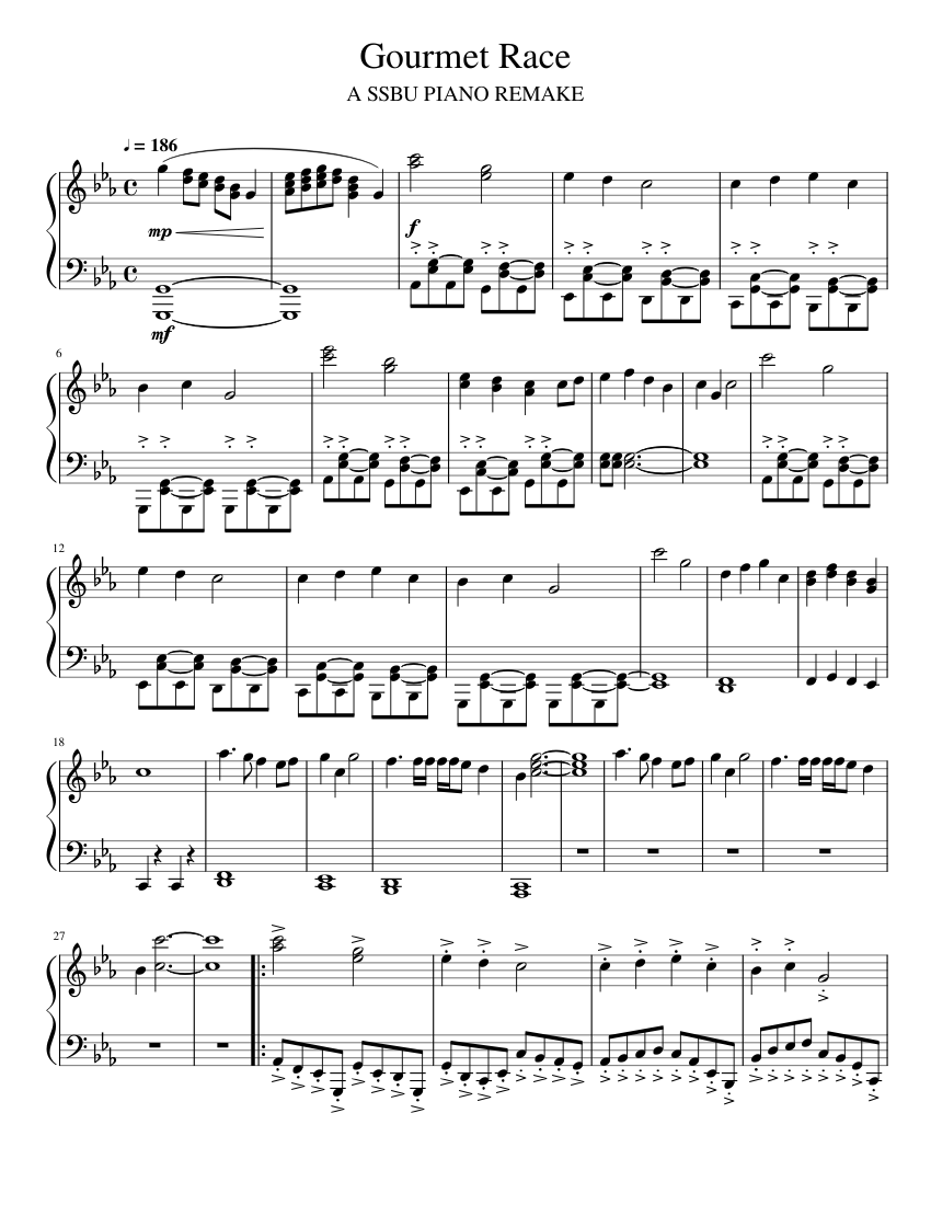 Gourmet Race Remake UPDATED Sheet Music For Piano Download Free In