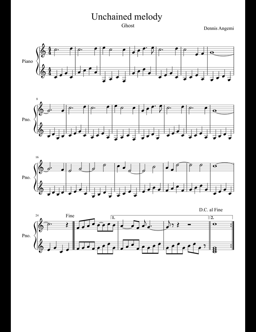 Unchained melody sheet music for Strings download free in PDF or MIDI
