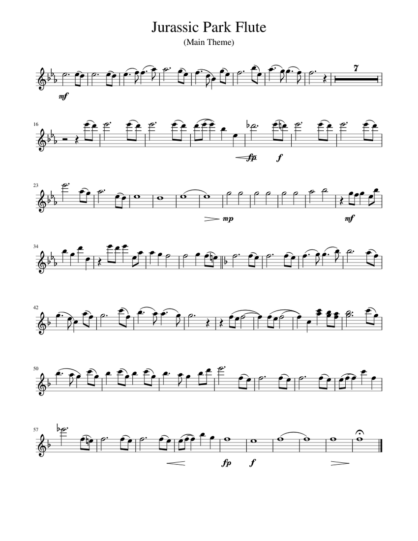 Jurassic Park Flute Sheet music for Flute | Download free in PDF ...