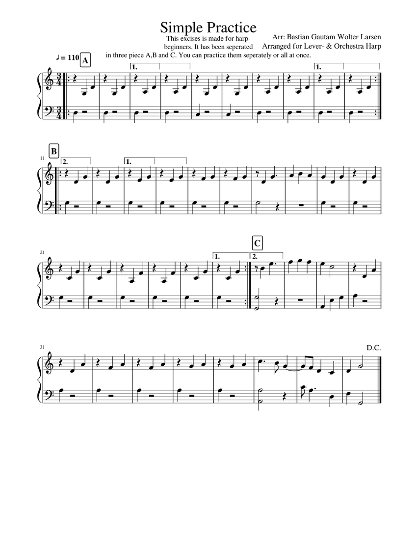 Simple Practice (Harp) Sheet music for Harp Download free in PDF or