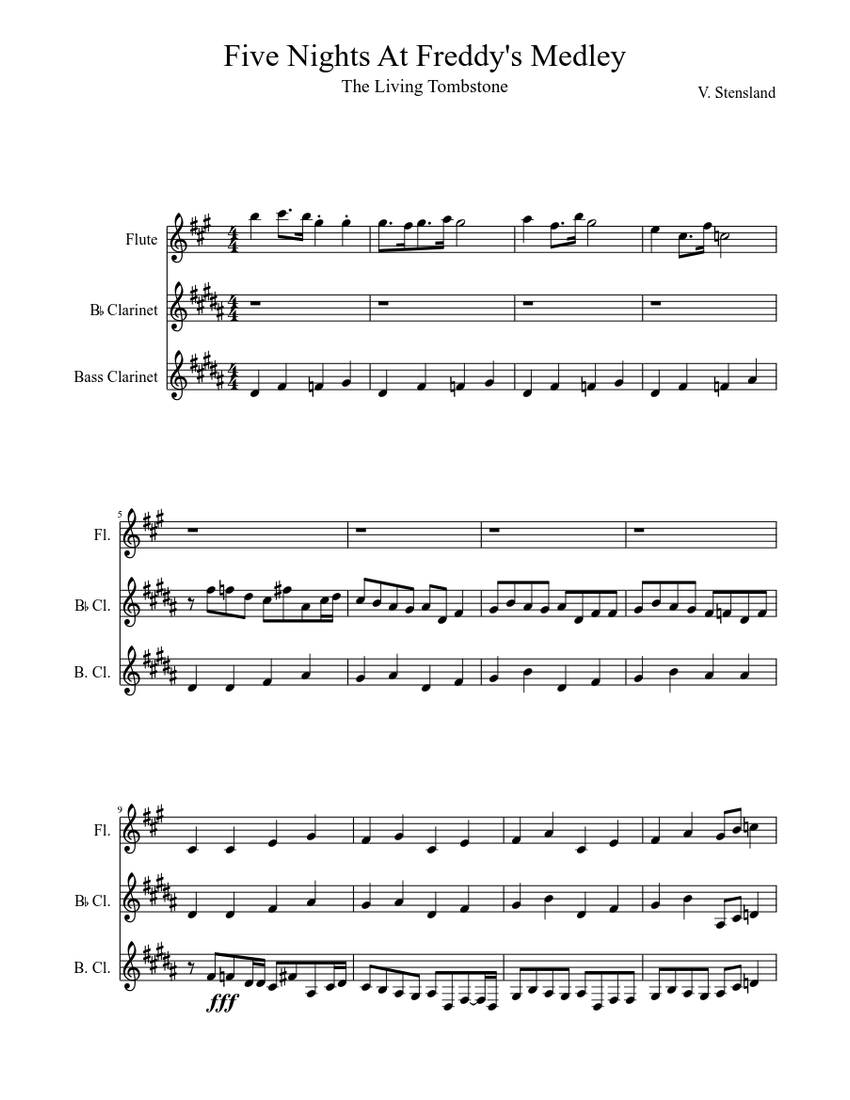 Five Nights At Freddy's Trio (Unfinished) Sheet music for Flute
