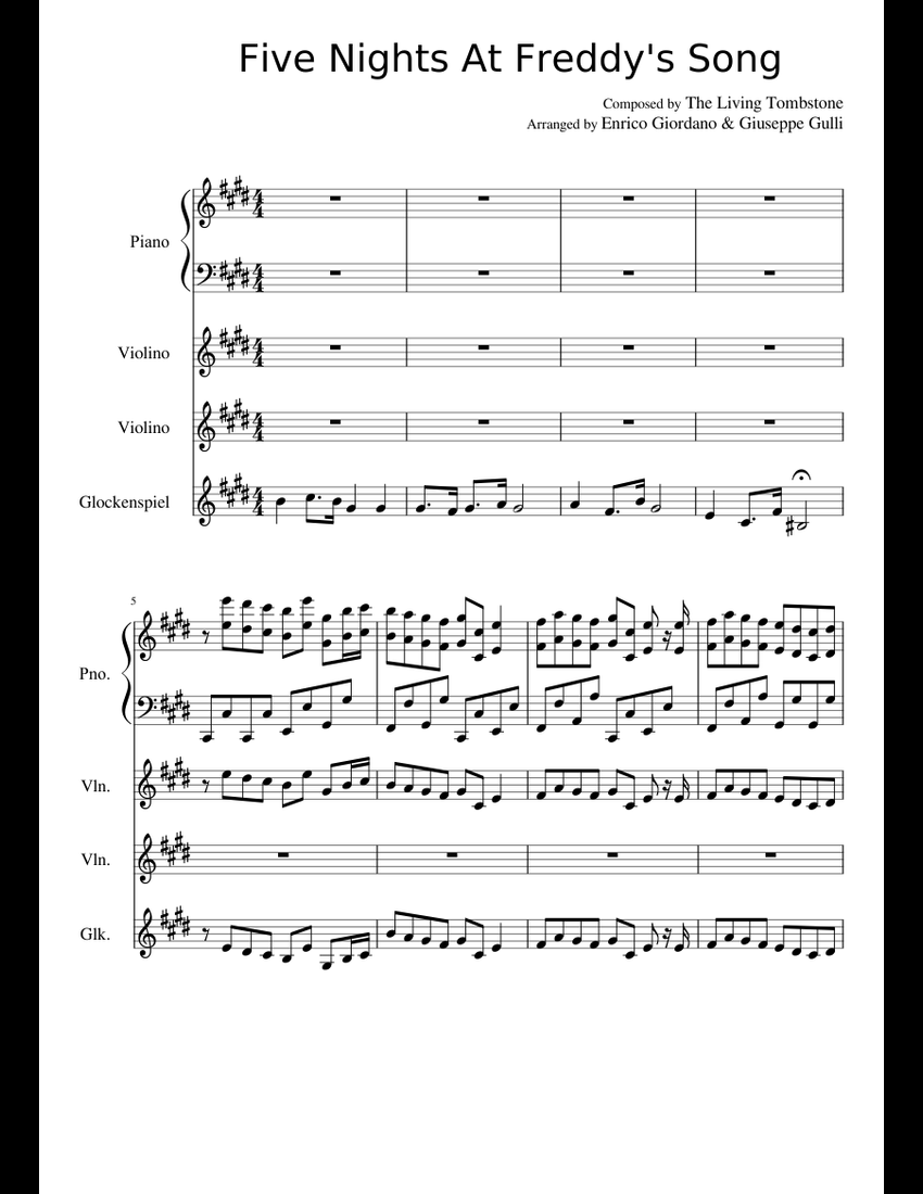 Five Nights At Freddy's Song sheet music for Piano, Violin, Percussion