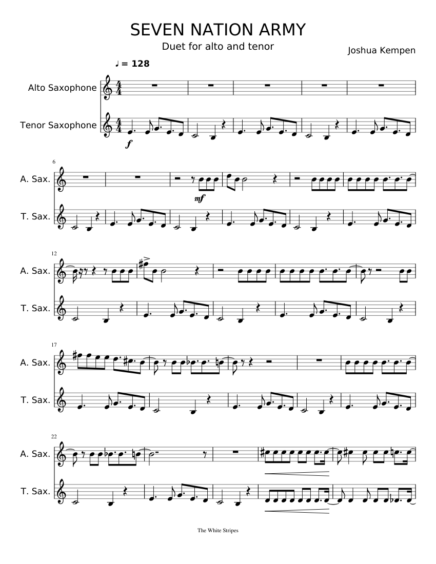 SEVEN NATION ARMY sheet music for Alto Saxophone, Tenor Saxophone