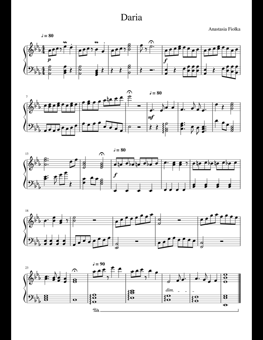 Daria sheet music for Piano download free in PDF or MIDI